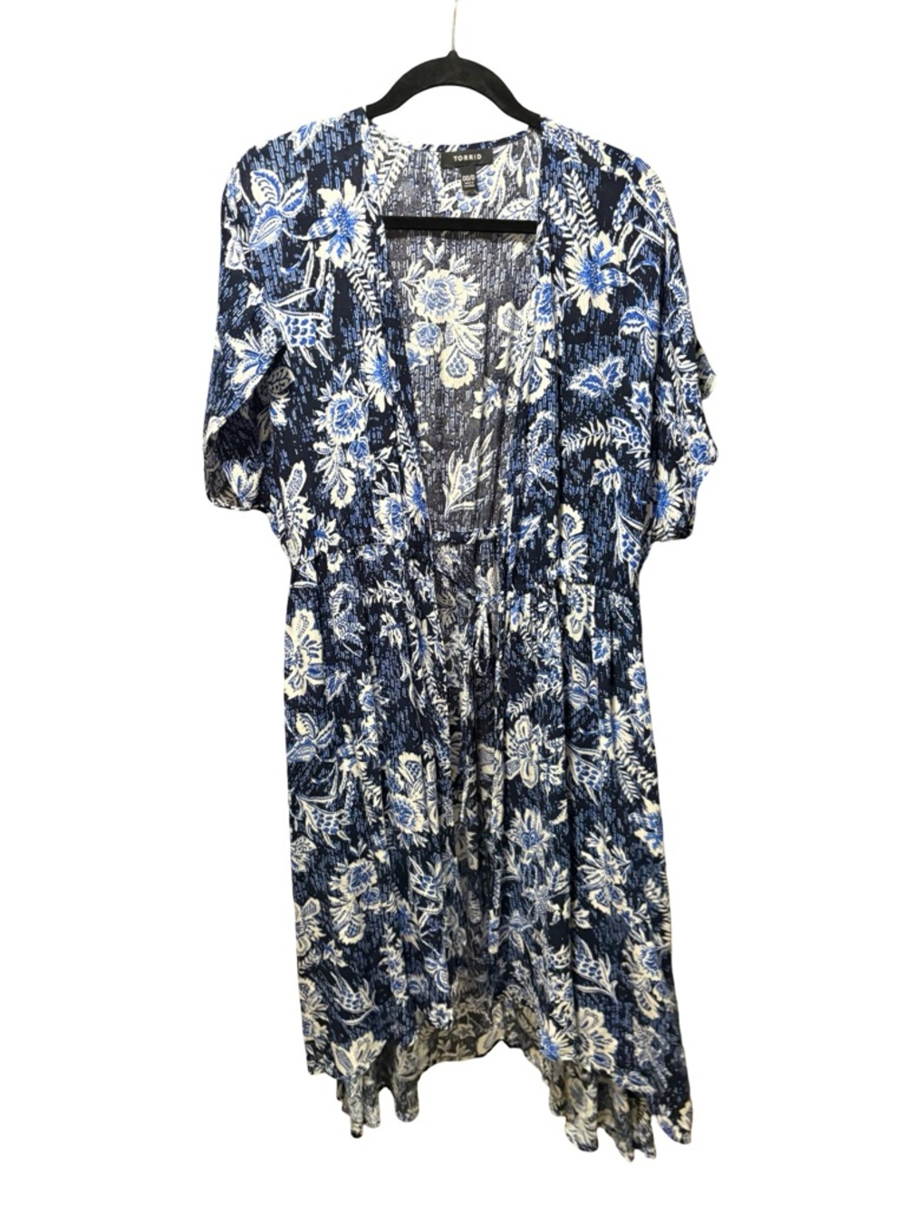 Torrid Crinkle Gauze Floral Kaftan Kimono Drawstring Waist M/L